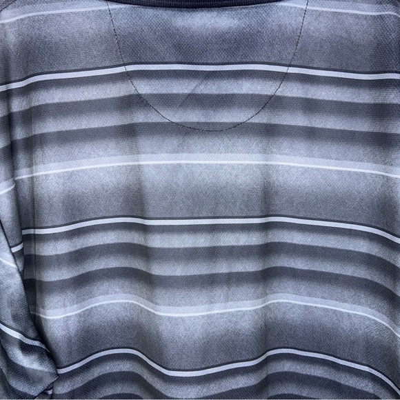 Large Grand Slam Grey Black Striped Polo Shirt Golf Athletic Activewear - Picture 8 of 9